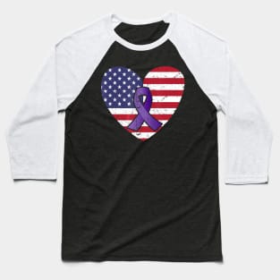 America Flag Heart Alzheimer Awareness  Family Gift Baseball T-Shirt